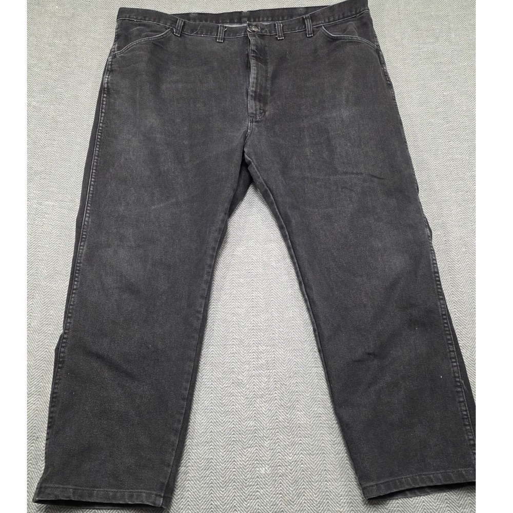 Wrangler Authentic Jeans Mens 46x30 Regular Fit Washed Black Denim B5900BK